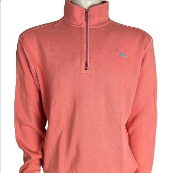 XL Tommy Bahama Relax Mock L/S Pullover with Front Zip Closure - Picture 5 of 12